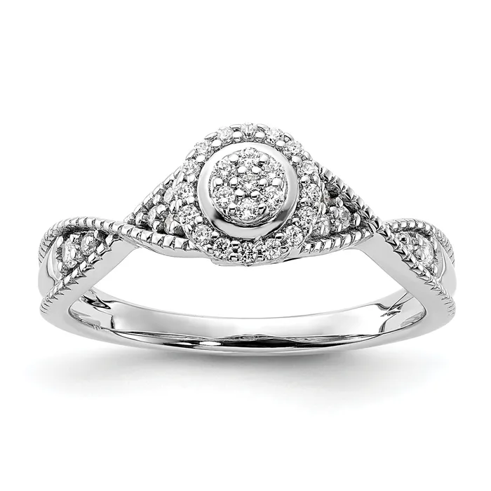 Goldia Rings 020ct CZ Solid Real 14k White u0026 Rose Complete Dia Halo Cluster Engagement Ring