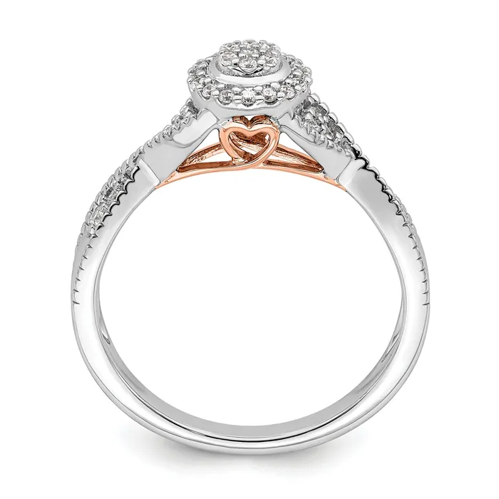 Goldia Rings 020ct CZ Solid Real 14k White u0026 Rose Complete Dia Halo Cluster Engagement Ring