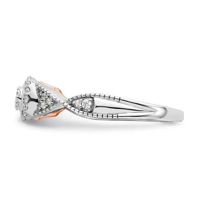 Goldia Rings 020ct CZ Solid Real 14k White u0026 Rose Complete Dia Halo Cluster Engagement Ring