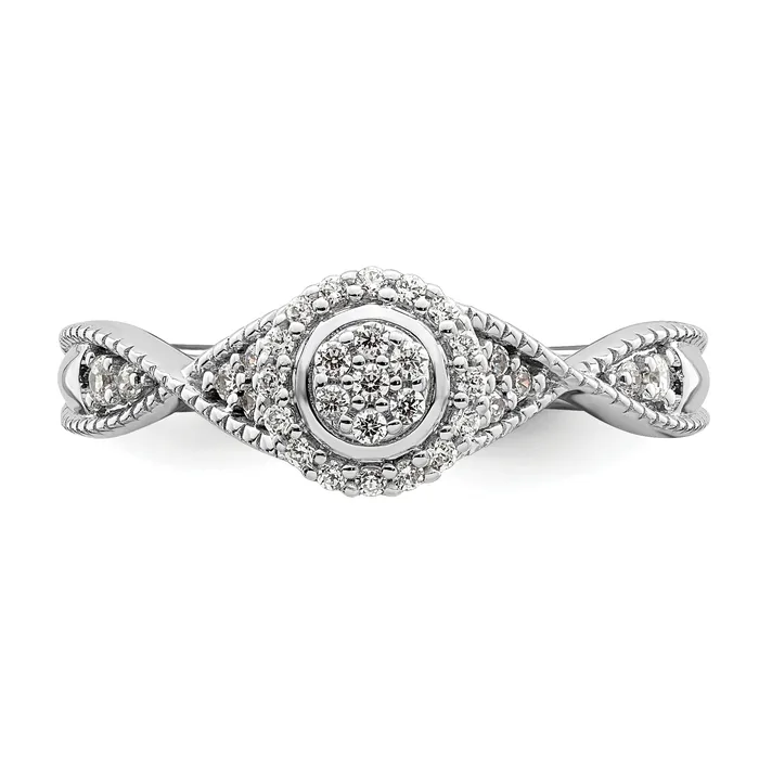 Goldia Rings 020ct CZ Solid Real 14k White u0026 Rose Complete Dia Halo Cluster Engagement Ring