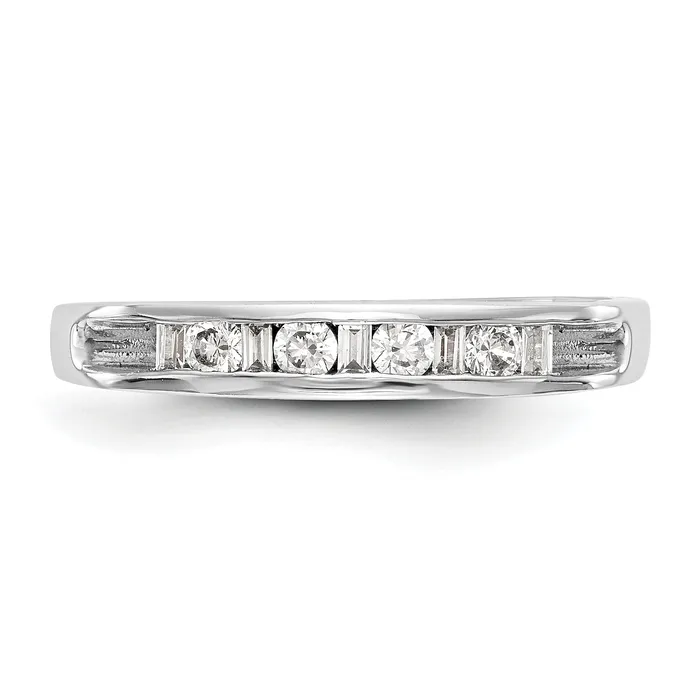 Goldia Rings 021ct CZ Solid Real 14K White Gold Channel Wedding Band Ring