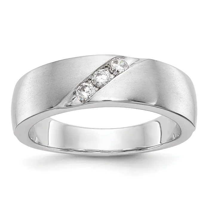 Goldia Rings 021ct CZ Solid Real 14K White Gold Mens Wedding Band Ring