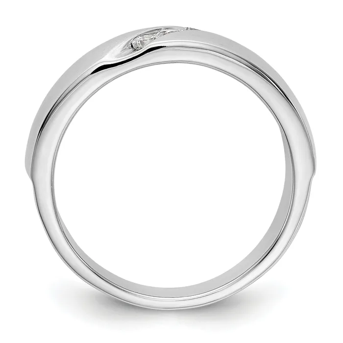 Goldia Rings 021ct CZ Solid Real 14K White Gold Mens Wedding Band Ring