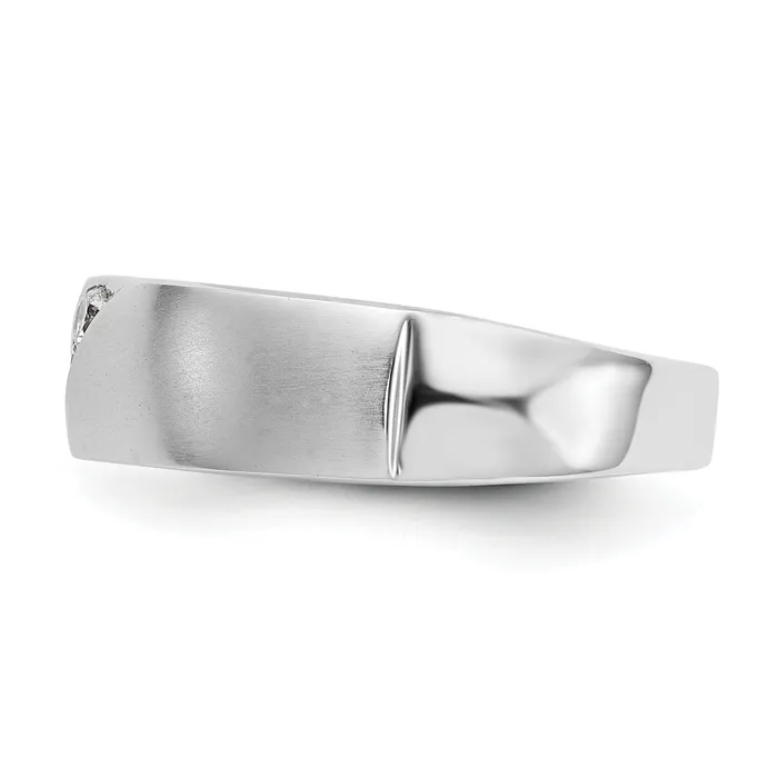 Goldia Rings 021ct CZ Solid Real 14K White Gold Mens Wedding Band Ring
