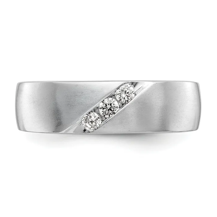 Goldia Rings 021ct CZ Solid Real 14K White Gold Mens Wedding Band Ring