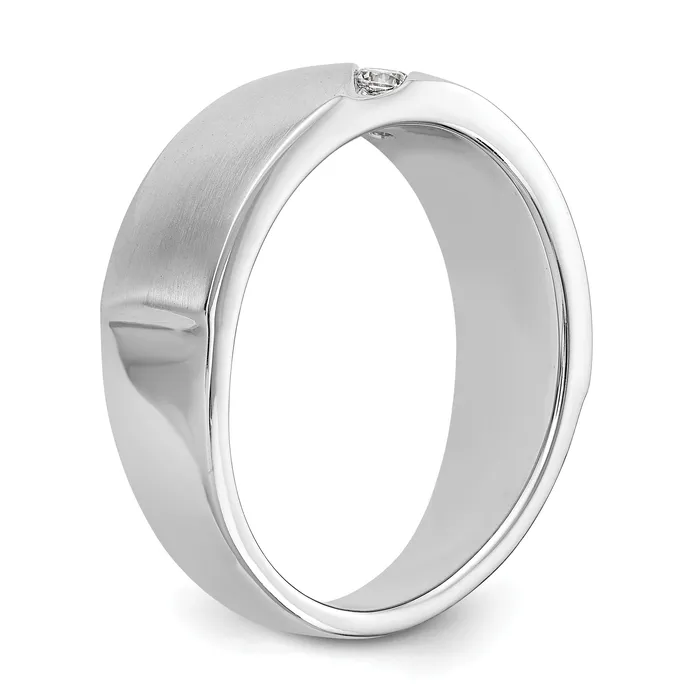 Goldia Rings 021ct CZ Solid Real 14K White Gold Mens Wedding Band Ring