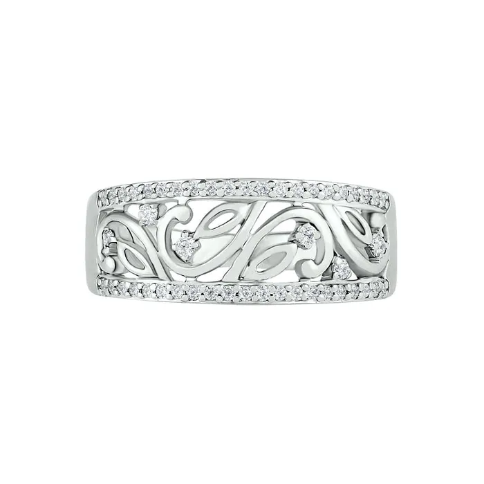 Goldia Rings 025 CT TW Natural Diamond Ornate Leaf Filigree Ring in Sterling Silver Goldia Rings 025 CT TW Natural Diamond Ornate Leaf Filigree Ring in Sterling Silver