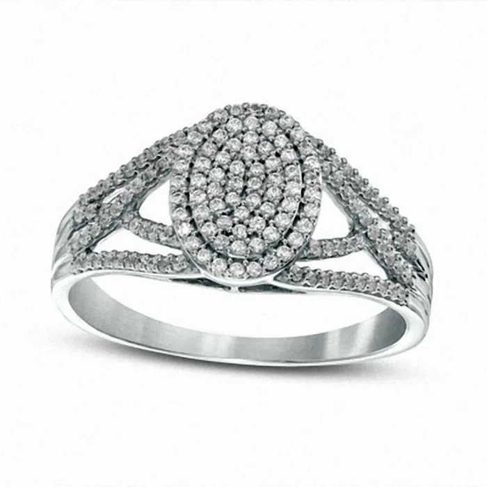 Goldia Rings 033 CT TW Composite Natural Diamond Oval Split Shank Engagement Ring in Solid 10K White Gold Goldia Rings 033 CT TW Composite Natural Diamond Oval Split Shank Engagement Ring in Solid 10K White Gold