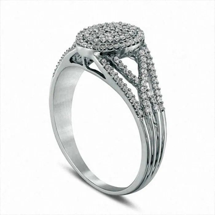 Goldia Rings 033 CT TW Composite Natural Diamond Oval Split Shank Engagement Ring in Solid 10K White Gold Goldia Rings 033 CT TW Composite Natural Diamond Oval Split Shank Engagement Ring in Solid 10K White Gold