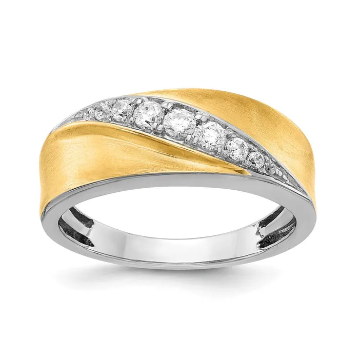 Goldia Rings 033ct CZ Solid Real 14k White Yellow Gold Mens Ring