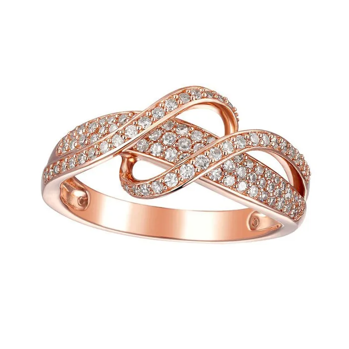 Goldia Rings 038 CT TW Natural Diamond Ribbon Overlay Ring in Solid 10K Rose Gold Goldia Rings 038 CT TW Natural Diamond Ribbon Overlay Ring in Solid 10K Rose Gold