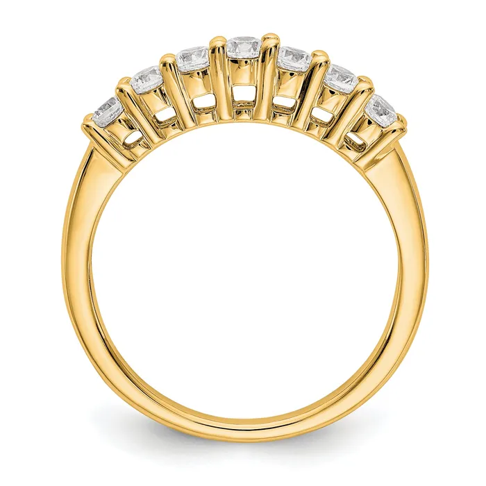 Goldia Rings 049ct CZ Solid Real 14K Yellow Gold 7Stone Wedding Band Ring