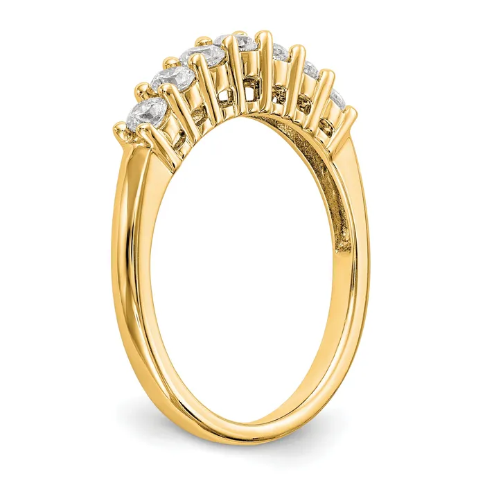 Goldia Rings 049ct CZ Solid Real 14K Yellow Gold 7Stone Wedding Band Ring