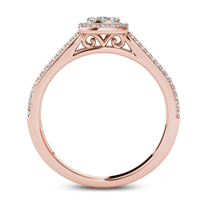 Goldia Rings 050 CT TW Composite Natural Diamond Cushion Frame MultiRow Engagement Ring in Solid 14K Rose Gold Goldia Rings 050 CT TW Composite Natural Diamond Cushion Frame MultiRow Engagement Ring in Solid 14K Rose Gold