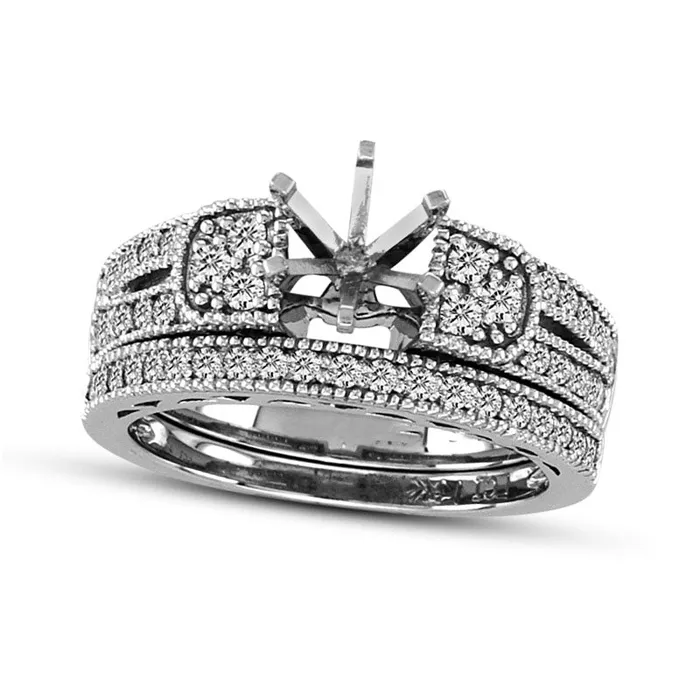 Goldia Rings 050 CT TW Natural Diamond Antique VintageStyle SemiMount Bridal Engagement Ring Set in Solid 14K White Gold Goldia Rings 050 CT TW Natural Diamond Antique VintageStyle SemiMount Bridal Engagement Ring Set in Solid 14K White Gold