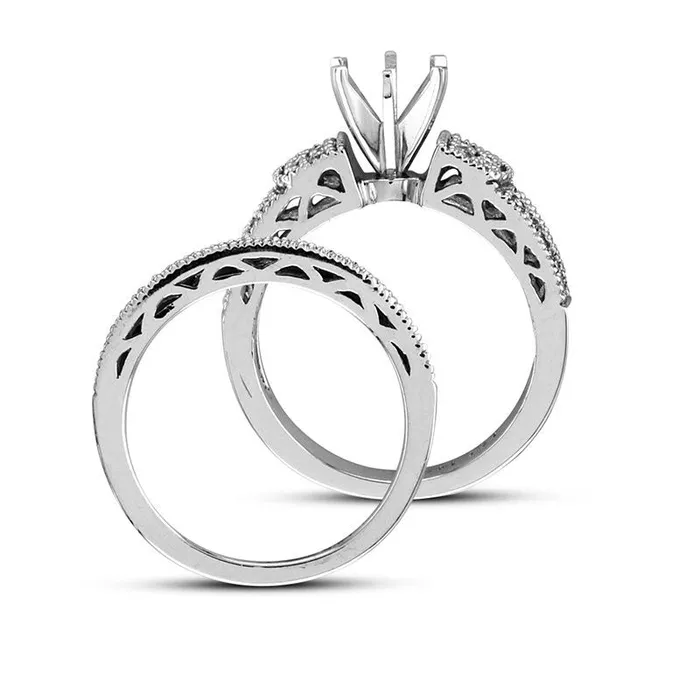 Goldia Rings 050 CT TW Natural Diamond Antique VintageStyle SemiMount Bridal Engagement Ring Set in Solid 14K White Gold Goldia Rings 050 CT TW Natural Diamond Antique VintageStyle SemiMount Bridal Engagement Ring Set in Solid 14K White Gold