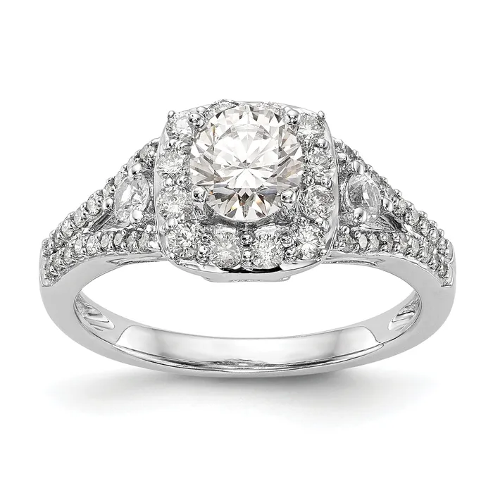 Goldia Rings 050ct CZ Solid Real 14K White Gold Cushion Halo Engagement Ring Goldia Rings 050ct CZ Solid Real 14K White Gold Cushion Halo Engagement Ring