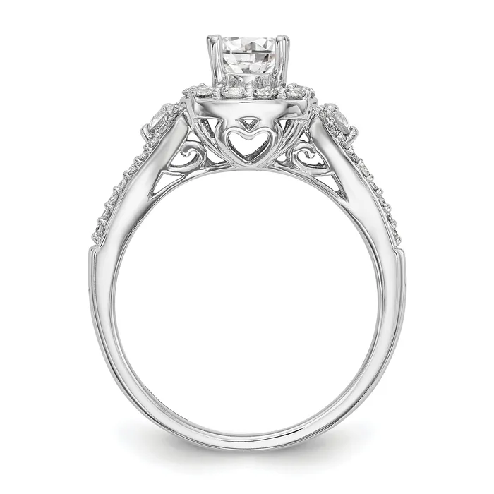 Goldia Rings 050ct CZ Solid Real 14K White Gold Cushion Halo Engagement Ring