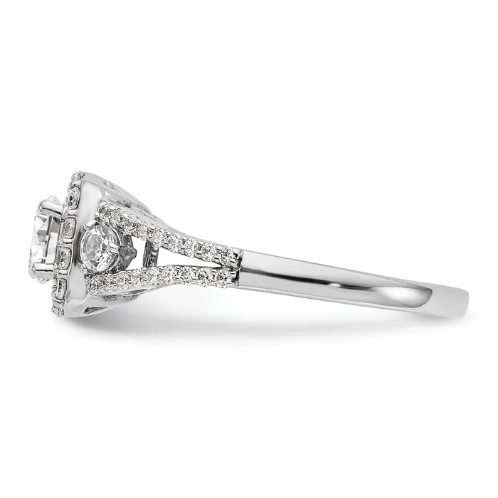 Goldia Rings 050ct CZ Solid Real 14K White Gold Cushion Halo Engagement Ring