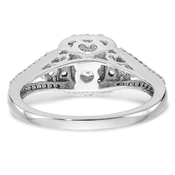 Goldia Rings 050ct CZ Solid Real 14K White Gold Cushion Halo Engagement Ring