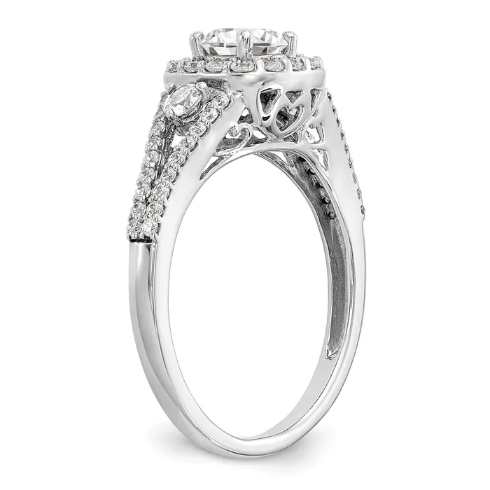 Goldia Rings 050ct CZ Solid Real 14K White Gold Cushion Halo Engagement Ring