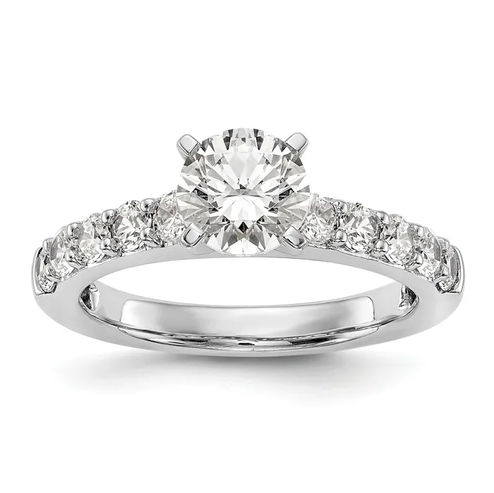 Goldia Rings 070ct CZ Solid Real 14K White Gold Peg Set Engagement Ring