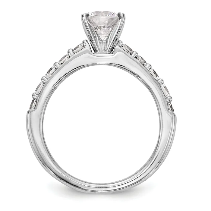 Goldia Rings 070ct CZ Solid Real 14K White Gold Peg Set Engagement Ring