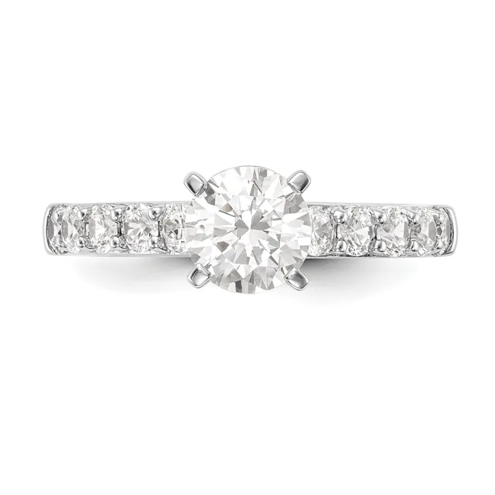 Goldia Rings 070ct CZ Solid Real 14K White Gold Peg Set Engagement Ring