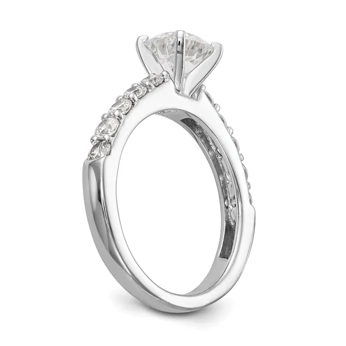 Goldia Rings 070ct CZ Solid Real 14K White Gold Peg Set Engagement Ring