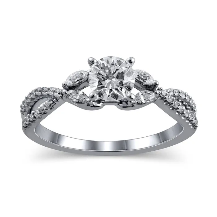 Goldia Rings 075 CT TW Natural Diamond Twist Shank Engagement Ring in Solid 14K White Gold Goldia Rings 075 CT TW Natural Diamond Twist Shank Engagement Ring in Solid 14K White Gold