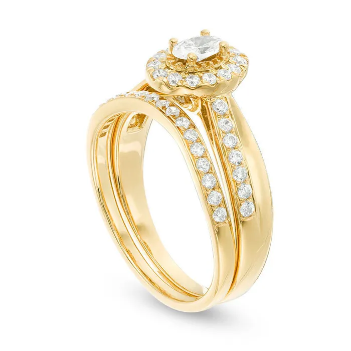 Goldia Rings 075 CT TW Oval Natural Diamond Frame Crossover Bridal Engagement Ring Set in Solid 14K Gold Goldia Rings 075 CT TW Oval Natural Diamond Frame Crossover Bridal Engagement Ring Set in Solid 14K Gold