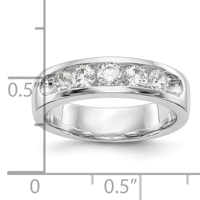 Goldia Rings 075ct CZ Solid Real 14K White Gold 534mm Stone Channel Wedding Band Ring