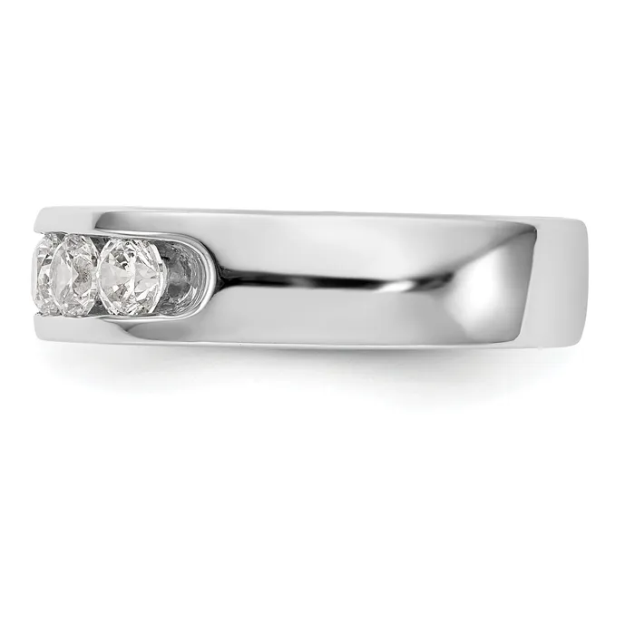 Goldia Rings 075ct CZ Solid Real 14K White Gold 534mm Stone Channel Wedding Band Ring