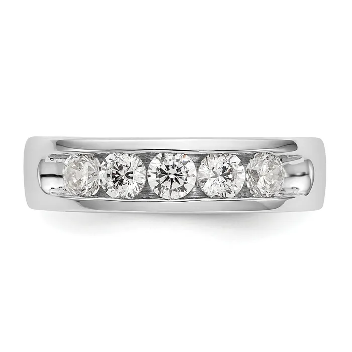 Goldia Rings 075ct CZ Solid Real 14K White Gold 534mm Stone Channel Wedding Band Ring