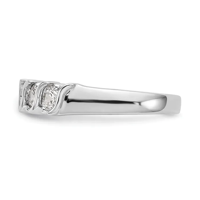 Goldia Rings 075ct CZ Solid Real 14K White Gold 5Stone Wedding Band Ring
