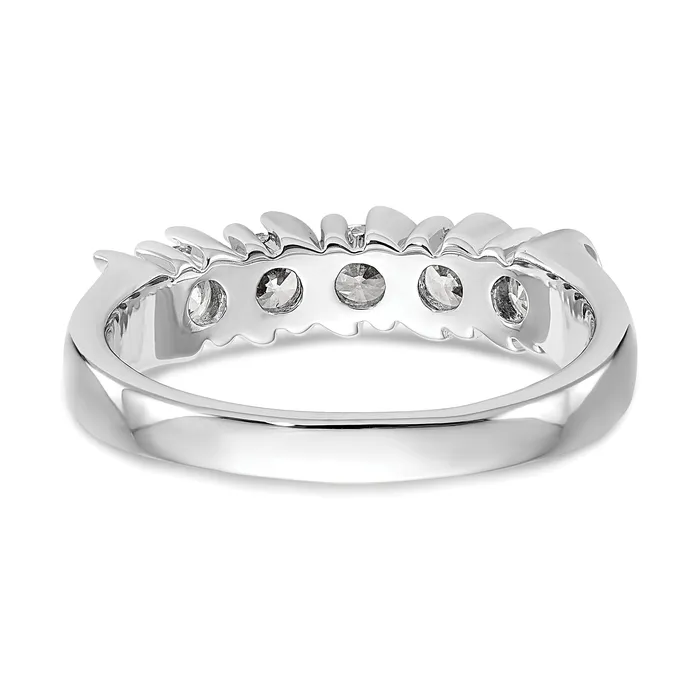 Goldia Rings 075ct CZ Solid Real 14K White Gold 5Stone Wedding Band Ring