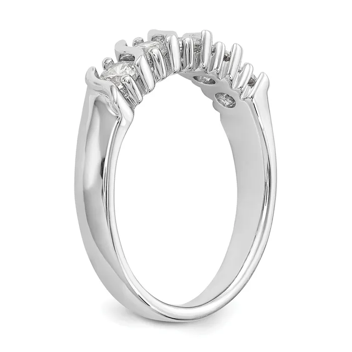 Goldia Rings 075ct CZ Solid Real 14K White Gold 5Stone Wedding Band Ring