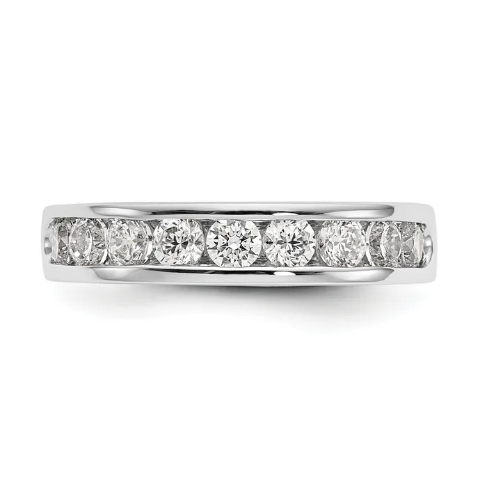 Goldia Rings 093ct CZ Solid Real 14K White Gold 93mm Stone Channel Wedding Band Ring