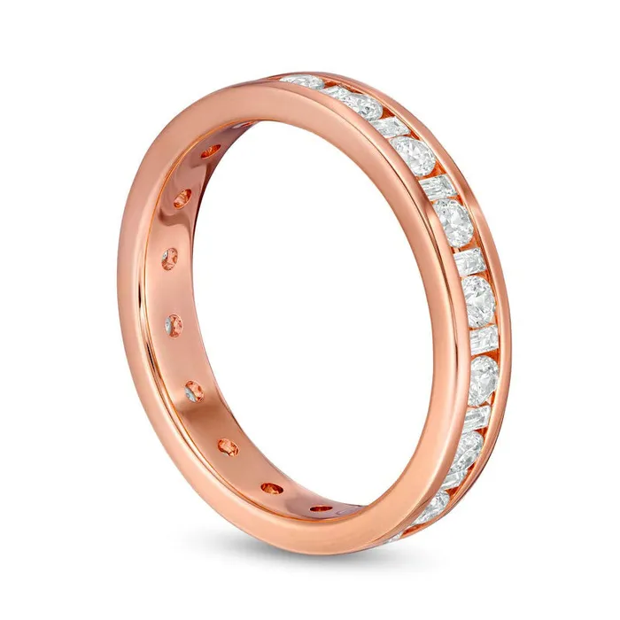 Goldia Rings 10 CT TW Baguette and Round Natural Diamond Eternity Wedding Band in Solid 14K Rose Gold Goldia Rings 10 CT TW Baguette and Round Natural Diamond Eternity Wedding Band in Solid 14K Rose Gold