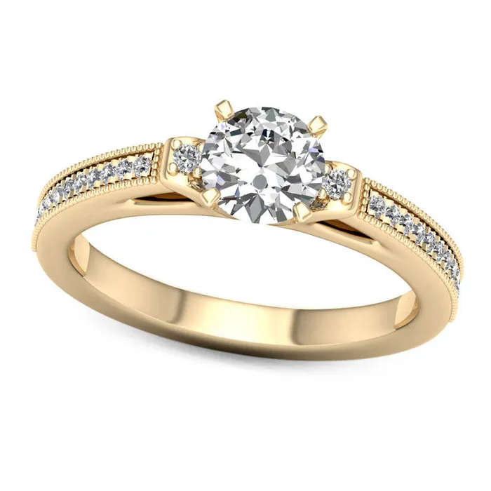 Goldia Rings 10 CT TW Natural Diamond Collar Antique VintageStyle Engagement Ring in Solid 14K Gold Goldia Rings 10 CT TW Natural Diamond Collar Antique VintageStyle Engagement Ring in Solid 14K Gold