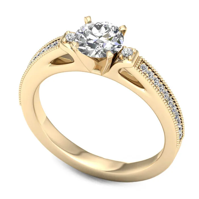 Goldia Rings 10 CT TW Natural Diamond Collar Antique VintageStyle Engagement Ring in Solid 14K Gold Goldia Rings 10 CT TW Natural Diamond Collar Antique VintageStyle Engagement Ring in Solid 14K Gold