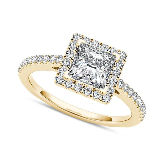 Goldia Rings 120 CT TW PrincessCut Natural Diamond Frame Engagement Ring in Solid 14K Gold Goldia Rings 120 CT TW PrincessCut Natural Diamond Frame Engagement Ring in Solid 14K Gold