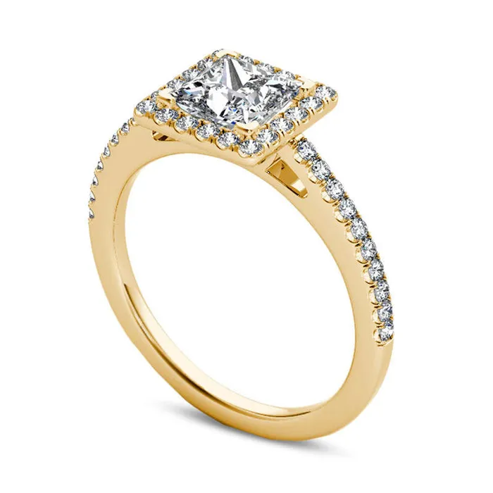 Goldia Rings 120 CT TW PrincessCut Natural Diamond Frame Engagement Ring in Solid 14K Gold Goldia Rings 120 CT TW PrincessCut Natural Diamond Frame Engagement Ring in Solid 14K Gold