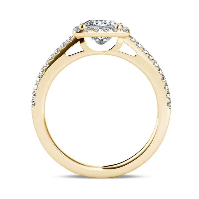 Goldia Rings 120 CT TW PrincessCut Natural Diamond Frame Engagement Ring in Solid 14K Gold Goldia Rings 120 CT TW PrincessCut Natural Diamond Frame Engagement Ring in Solid 14K Gold