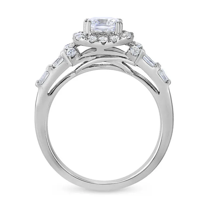 Goldia Rings 175 CT TW CushionCut Natural Diamond Frame Engagement Ring in Solid 14K White Gold Goldia Rings 175 CT TW CushionCut Natural Diamond Frame Engagement Ring in Solid 14K White Gold
