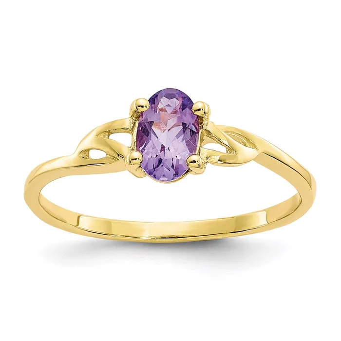 Goldia Rings 10K Yellow Gold Polished Geniune Amethyst Birthstone Ring
