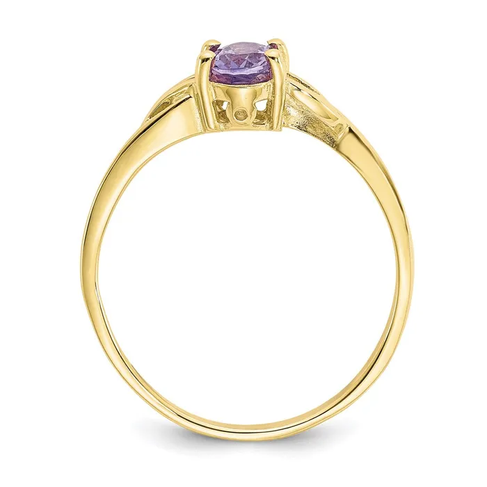 Goldia Rings 10K Yellow Gold Polished Geniune Amethyst Birthstone Ring