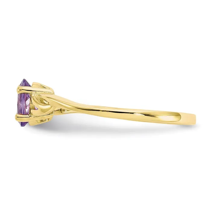Goldia Rings 10K Yellow Gold Polished Geniune Amethyst Birthstone Ring