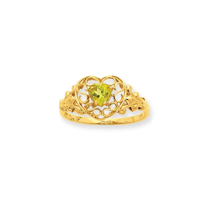 Goldia Rings 10K Yellow Gold Polished Geniune Peridot Birthstone Ring