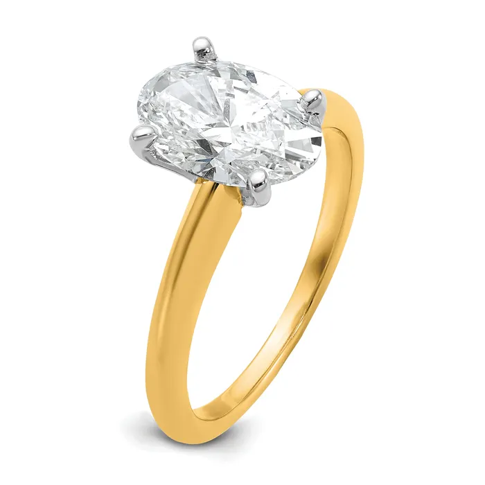 Goldia Rings 14k Twotone 2 Ct Lab Grown Diamond VSSI G Oval Solitare Engagement Ring